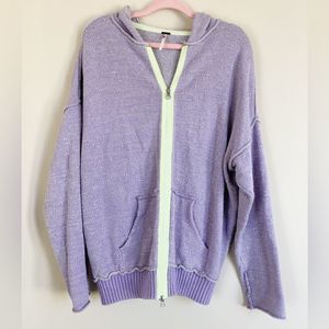 Free People Lavender Purple Green Zipper Sweater Hoodie